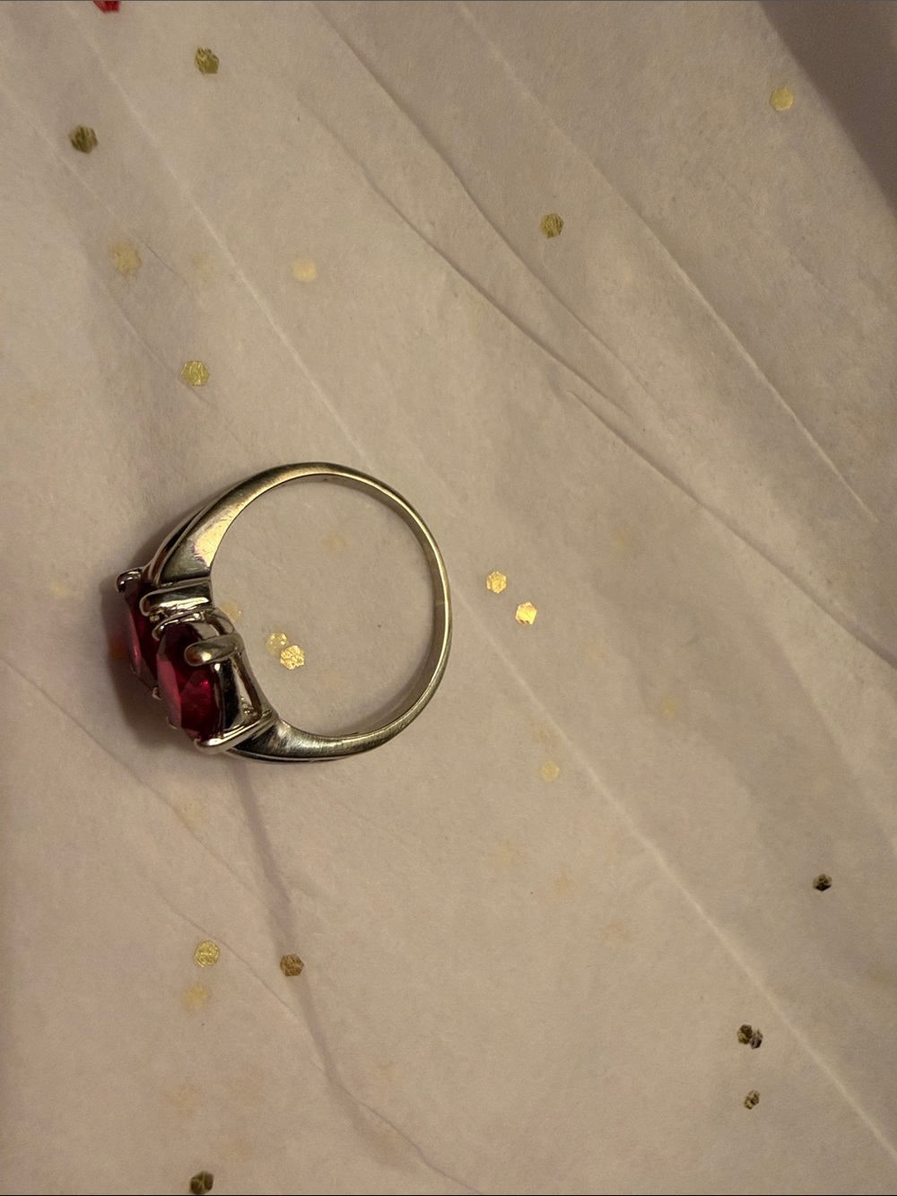 Vintage Nissan Ruby 10K Double Oval Gemstone Ring - Picture 12 of 12